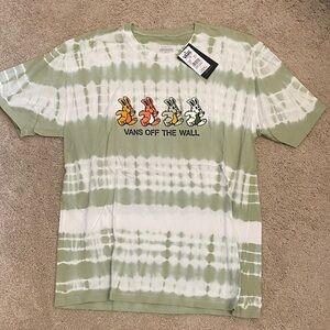 Vans Green & White Tie-Dye Short Sleeve Tee with Multicolor Bunny Graphic